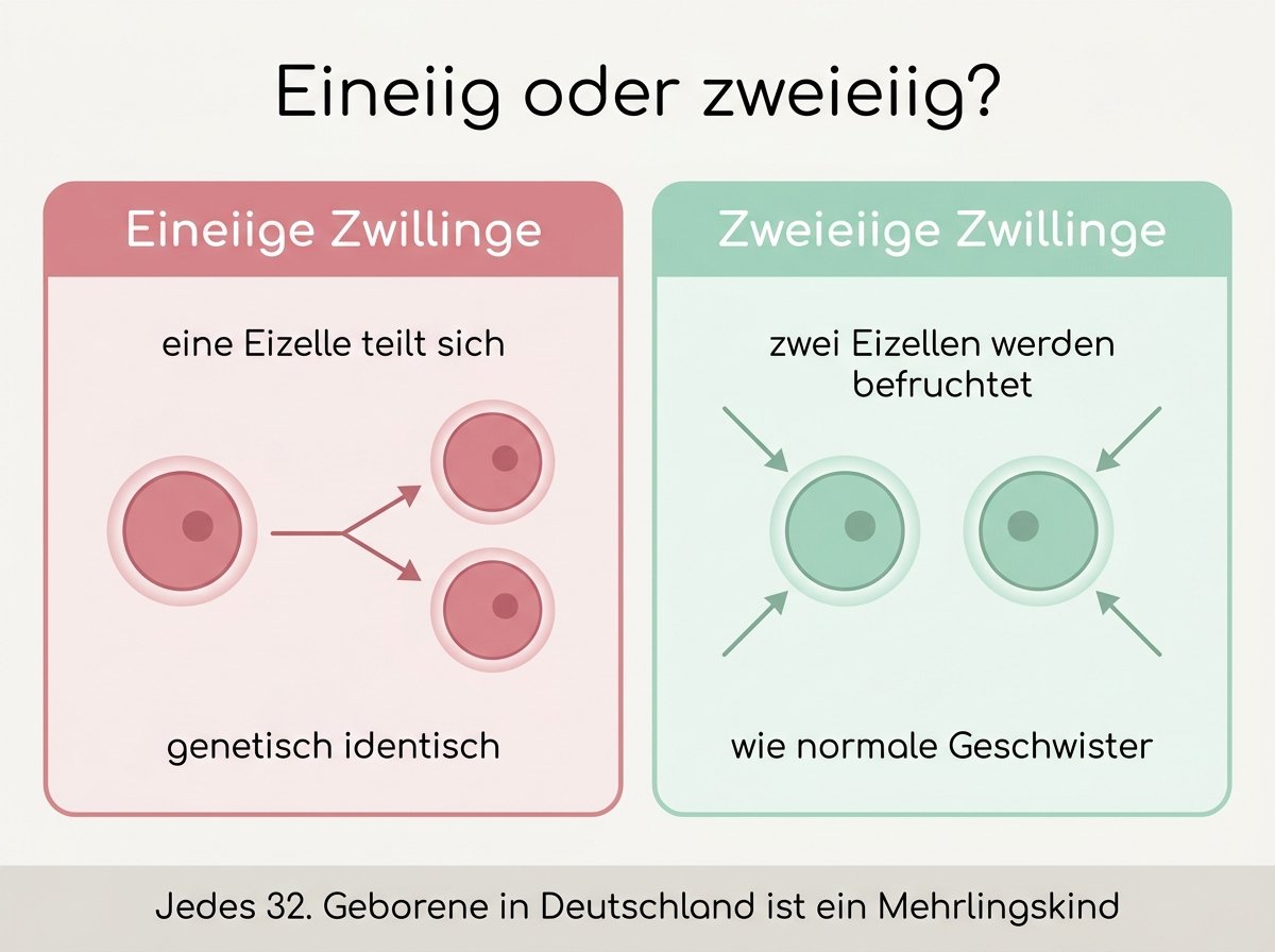 Infografik: Entstehung eineiiger und zweieiiger Zwillinge