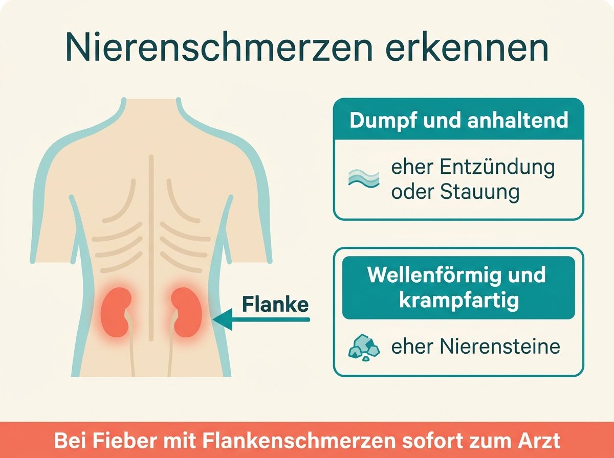 Infografik: Wo Nierenschmerzen sitzen und wie sie sich anfühlen