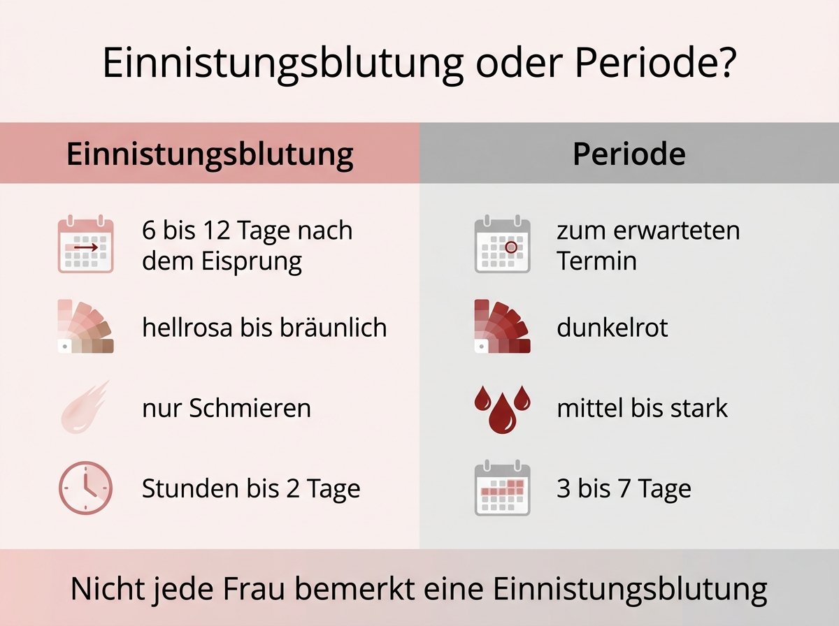 Infografik: Einnistungsblutung und Periode im Vergleich