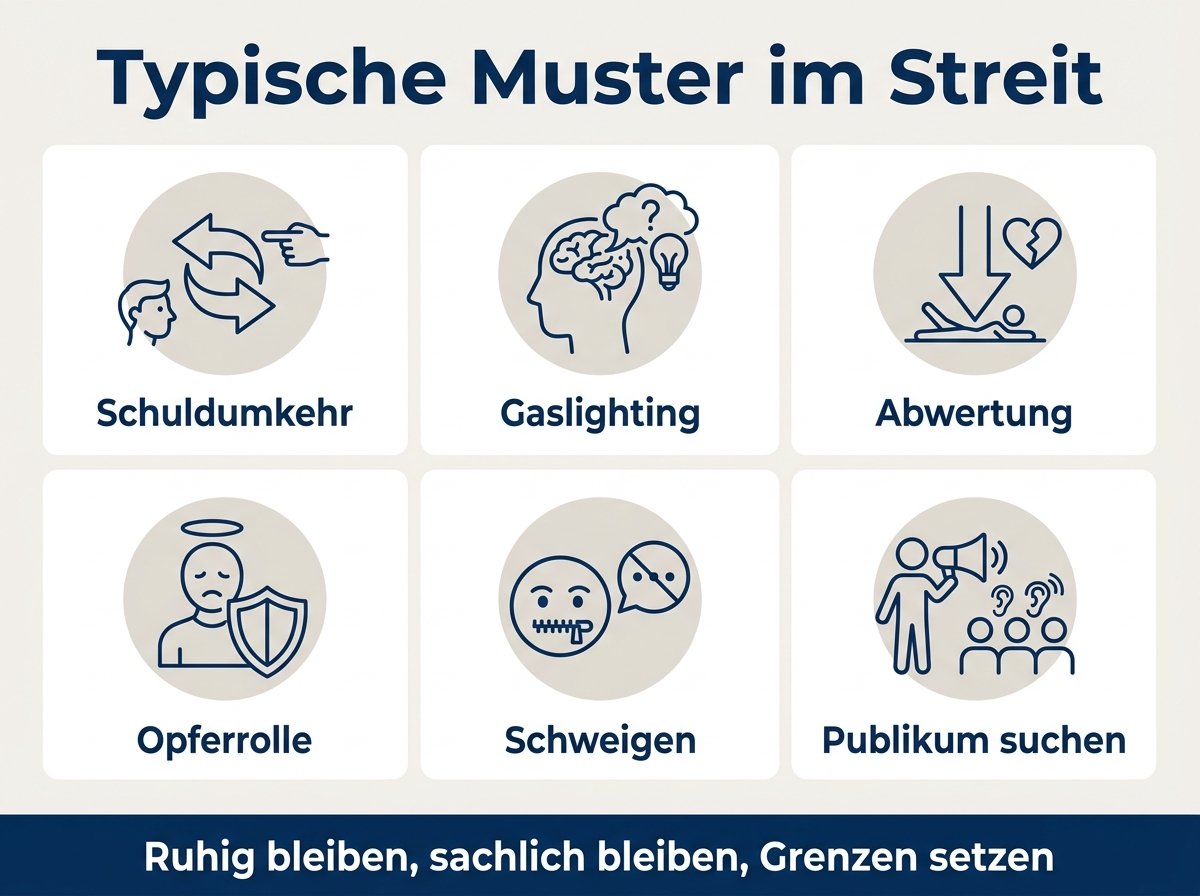 Infografik: Typische Muster im Streit mit Narzissten
