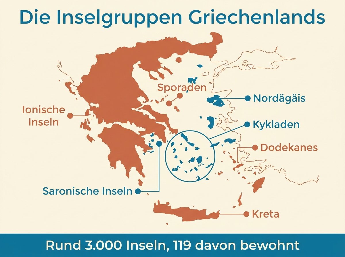 Infografik: Die Inselgruppen Griechenlands im Überblick