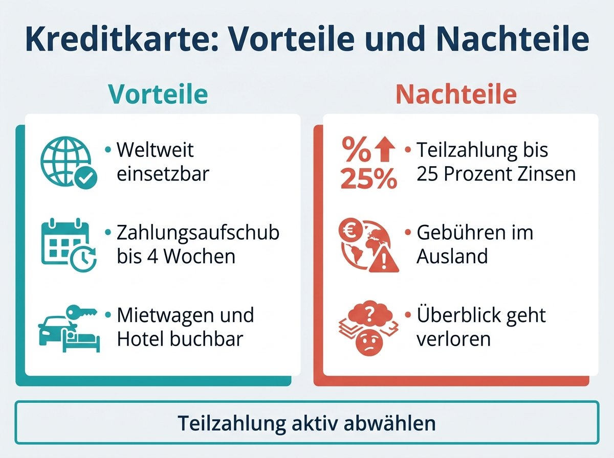 Infografik: Vor- und Nachteile von Kreditkarten im Überblick