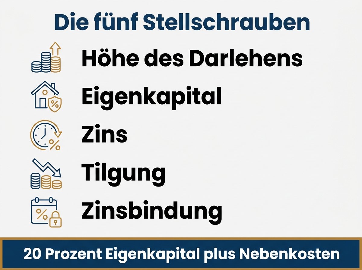 Infografik: Die fünf Stellschrauben einer Baufinanzierung