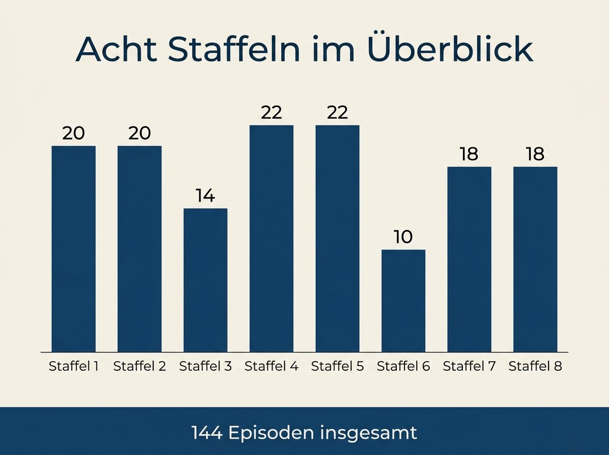 Infografik: Die acht Staffeln von The Rookie mit Folgenzahl