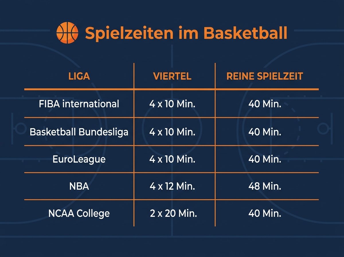Infografik: Spielzeiten im Basketball nach Liga