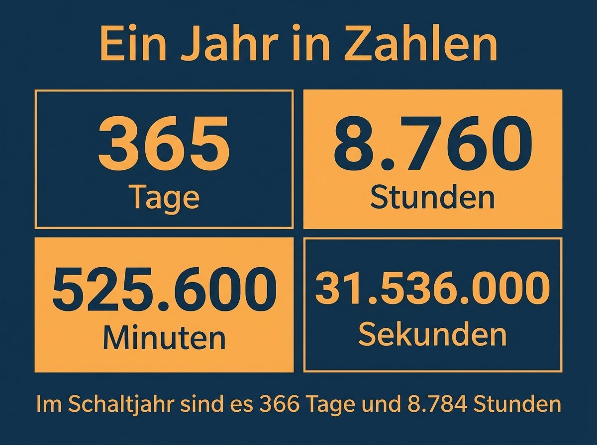 Infografik: Ein Jahr in Tagen, Stunden, Minuten und Sekunden