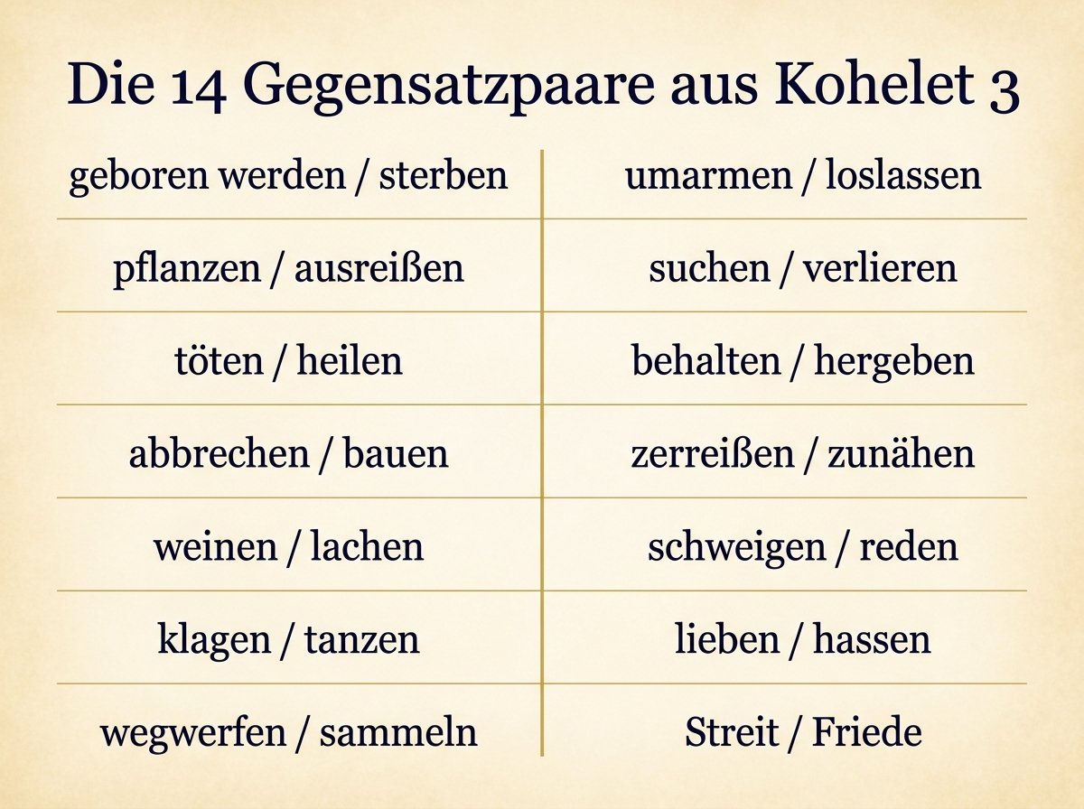 Infografik: Die 14 Gegensatzpaare aus Kohelet 3