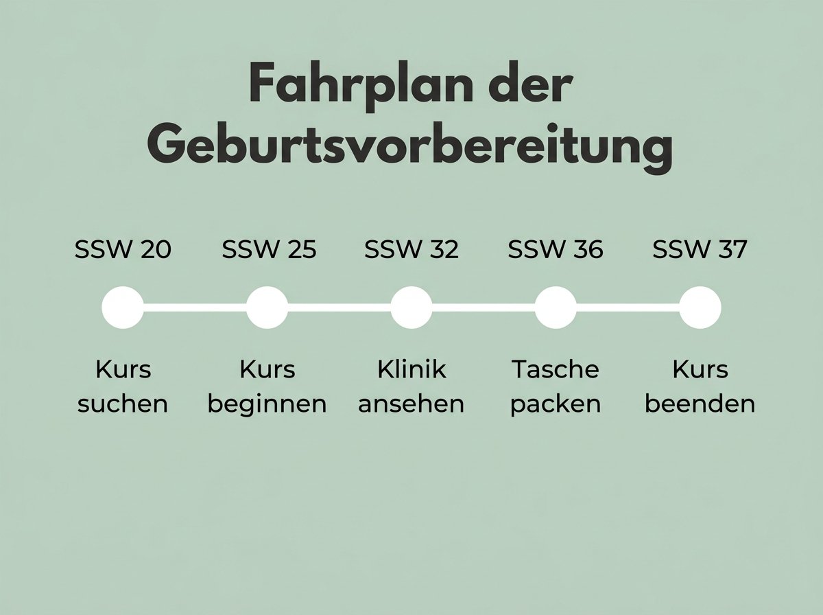 Infografik: Zeitplan der Geburtsvorbereitung nach Schwangerschaftswochen