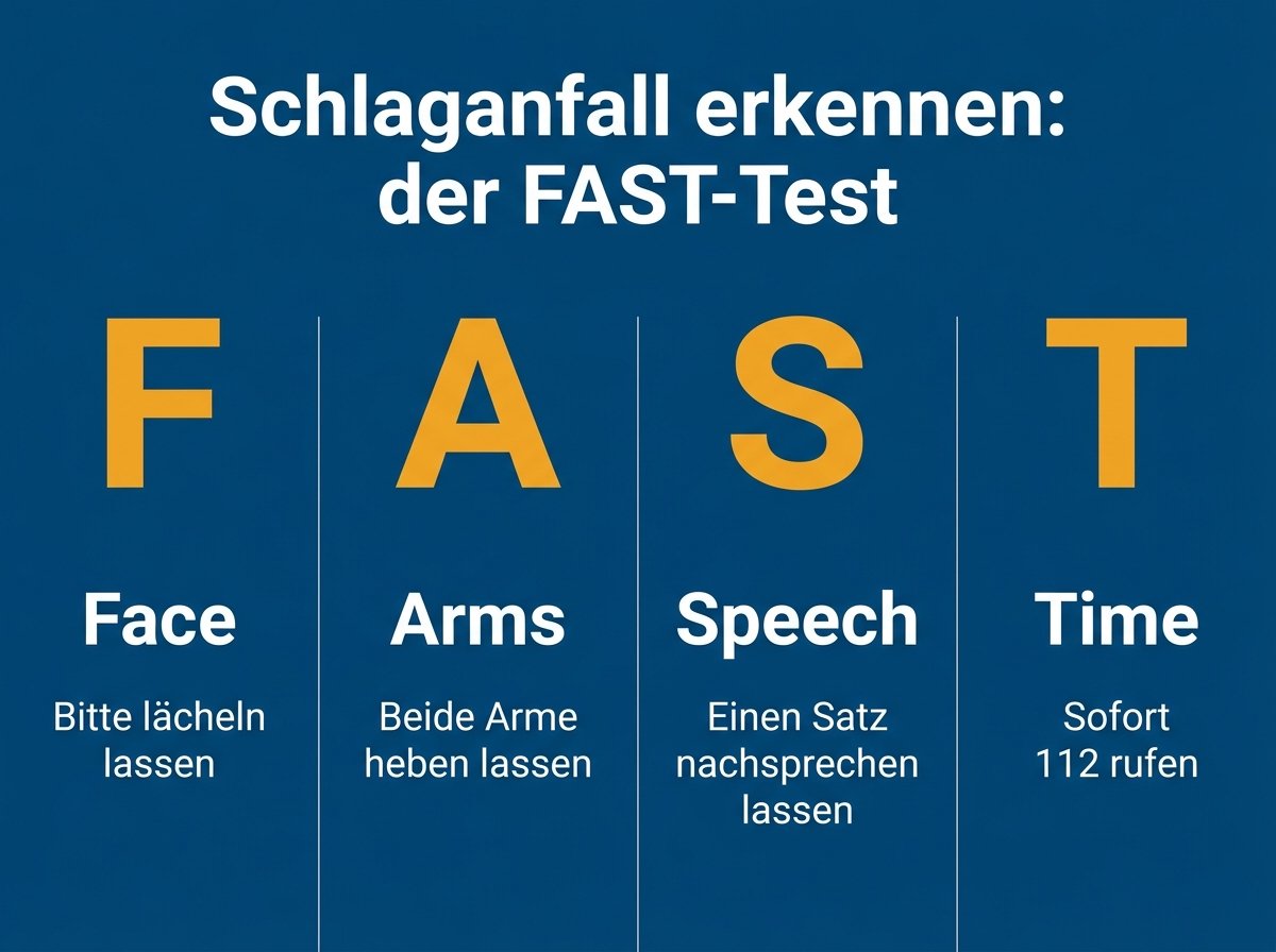 Infografik: FAST-Test zur Erkennung eines Schlaganfalls
