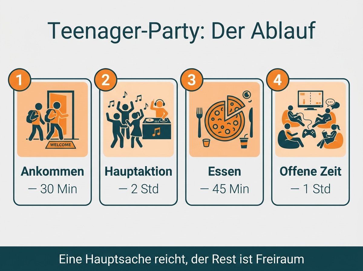 Infografik: Ablauf einer Geburtstagsparty für Teenager