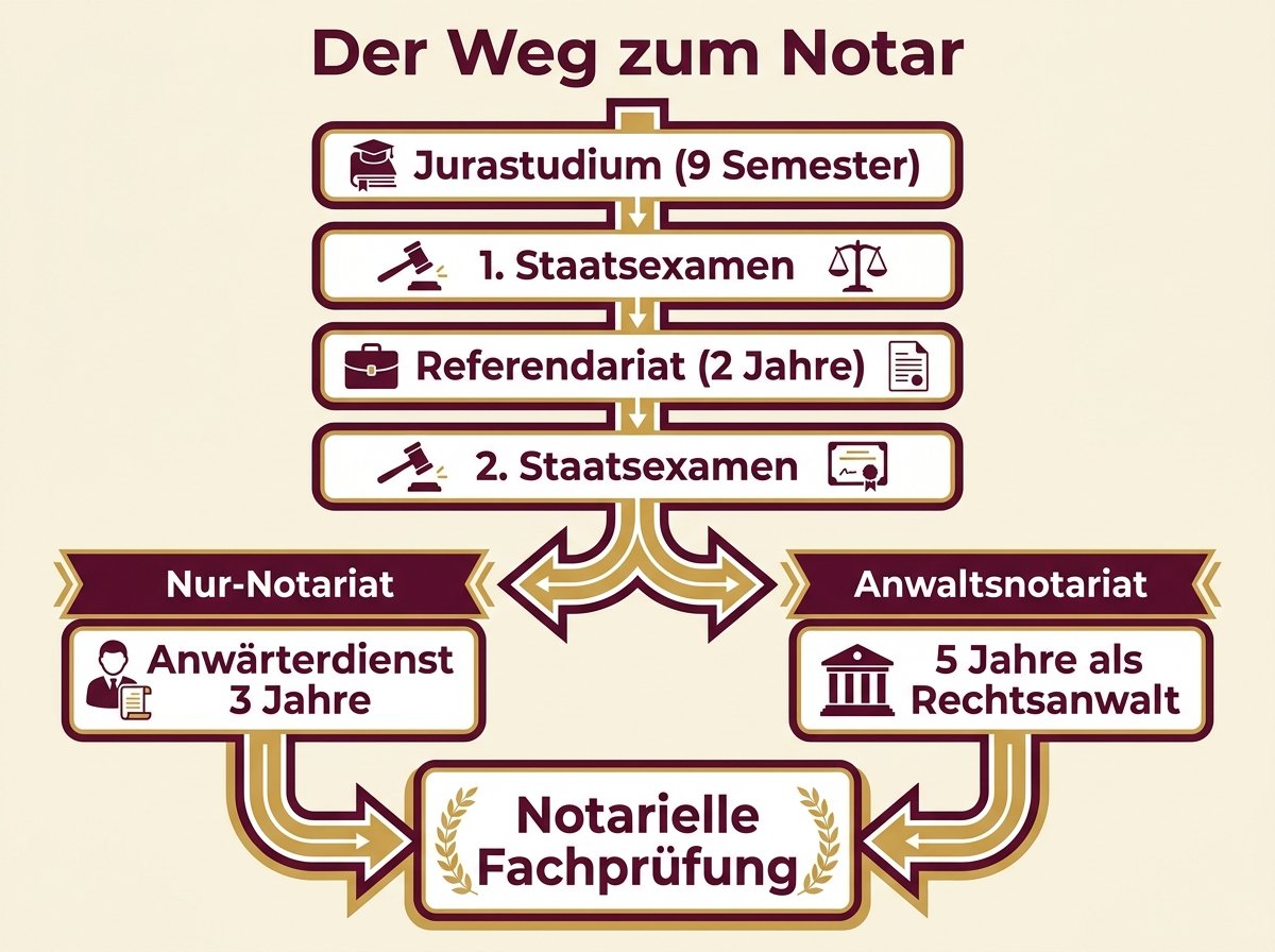 Infografik: Der Weg zum Notar in zwei Laufbahnen