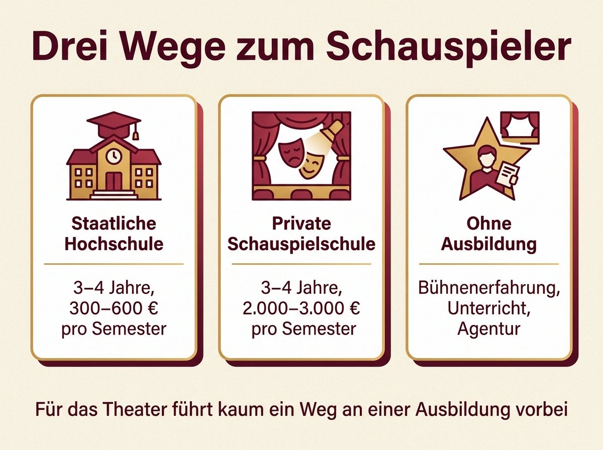 Infografik: Drei Wege in den Schauspielberuf im Vergleich