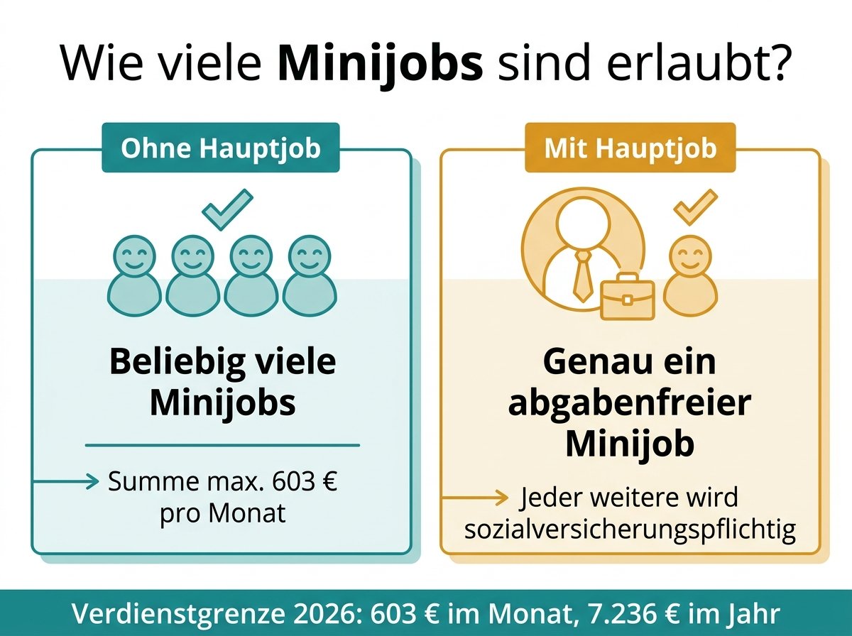 Infografik: Wie viele Minijobs erlaubt sind, je nach Ausgangslage