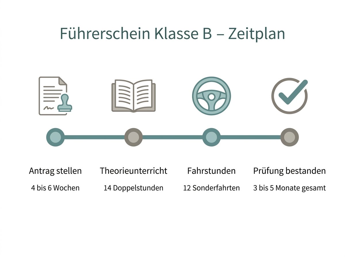 Infografik: Zeitplan für den Führerschein Klasse B
