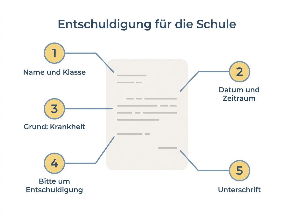 Infografik: Pflichtangaben einer Entschuldigung für die Schule
