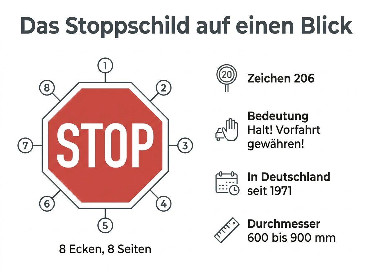 Infografik: Aufbau und Maße des Stoppschilds