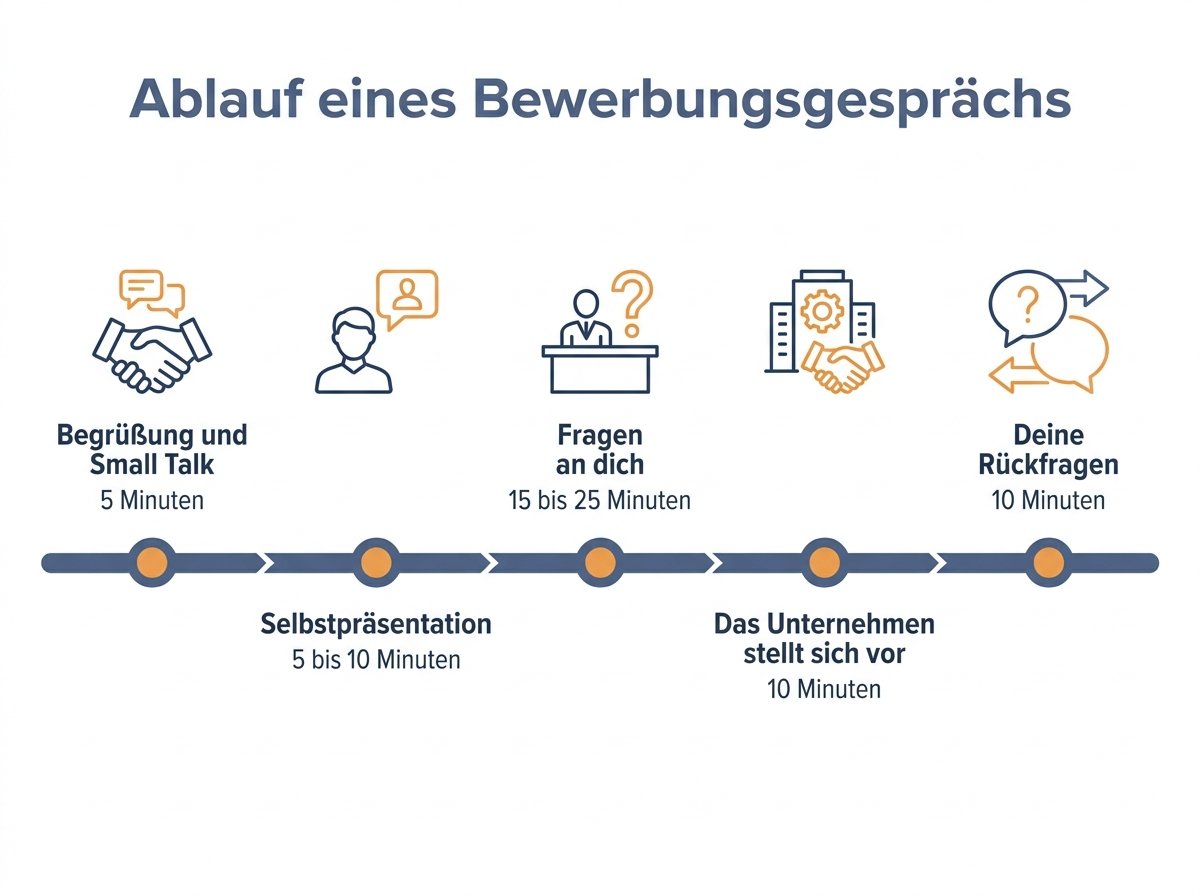 Infografik: Die fünf Phasen eines Bewerbungsgesprächs
