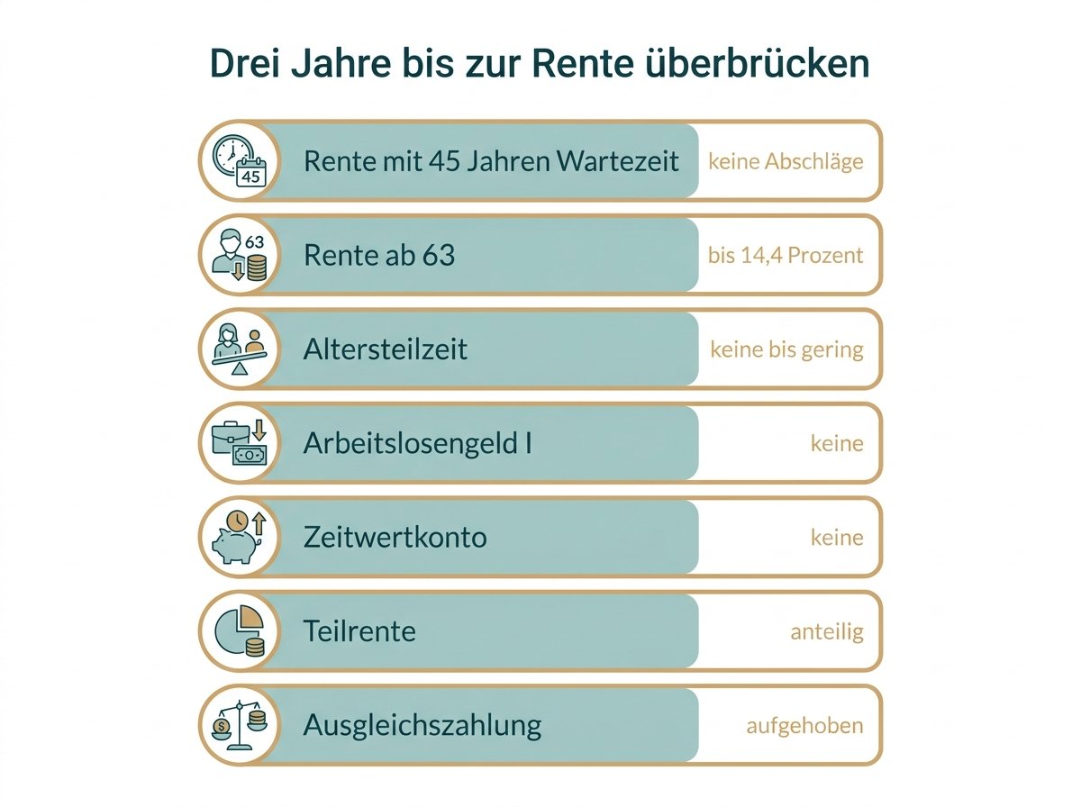 Infografik: Sieben Wege, drei Jahre bis zur Rente zu überbrücken
