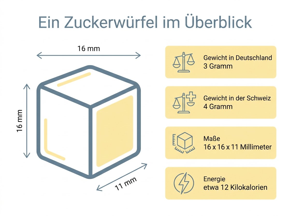 Infografik: Gewicht, Maße und Kalorien eines Zuckerwürfels