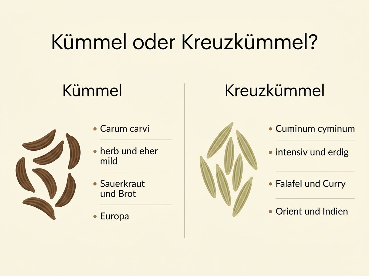 Infografik: Kümmel und Kreuzkümmel im direkten Vergleich