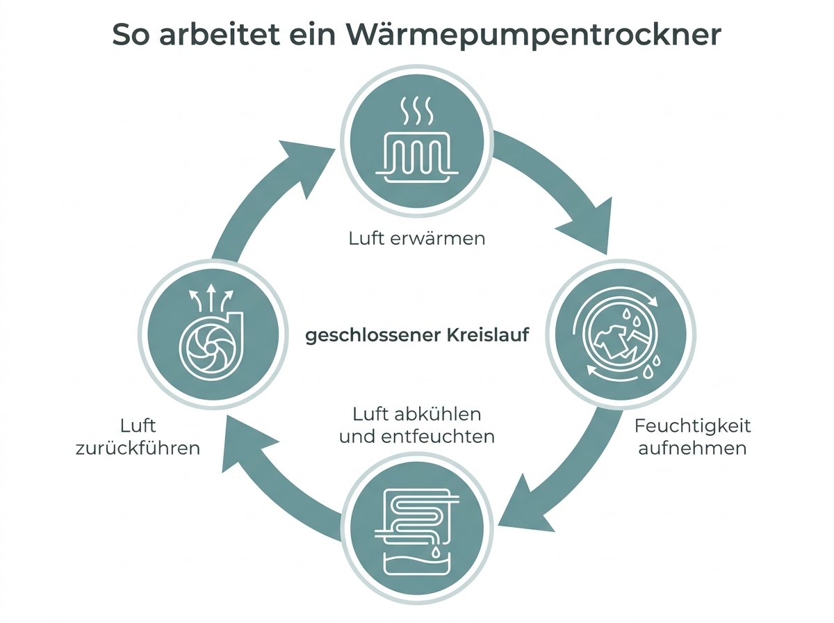 Infografik: Der Kreislauf im Wärmepumpentrockner