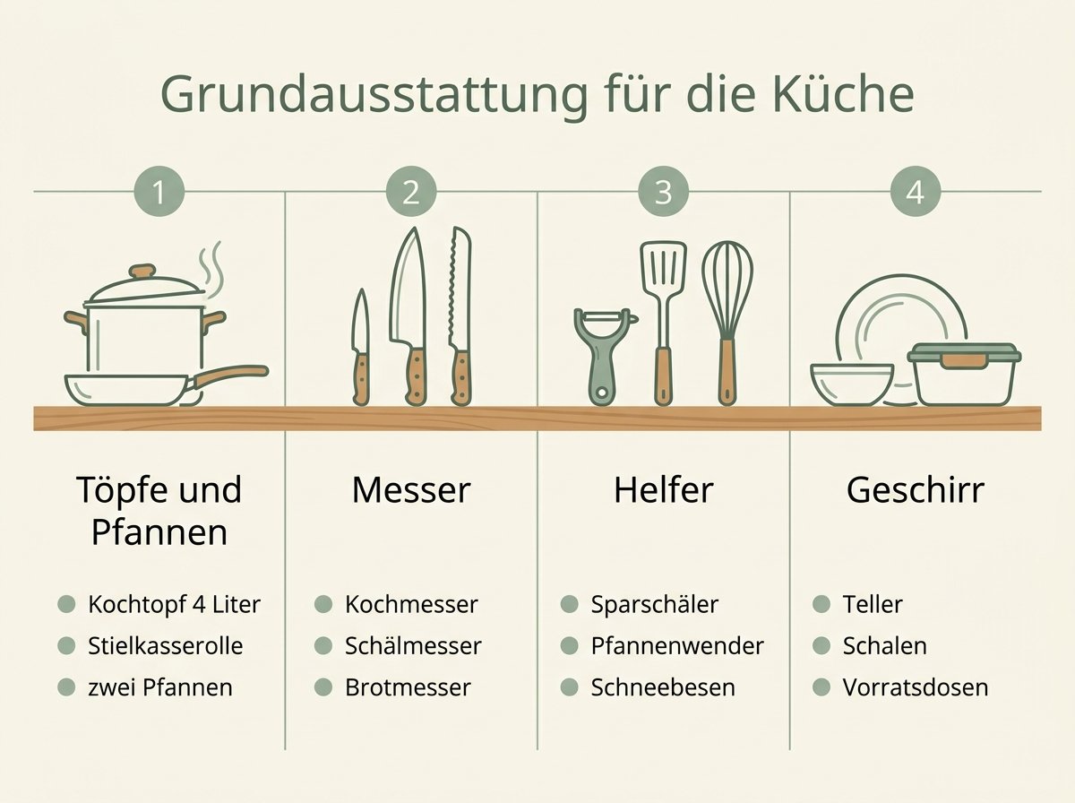 Infografik: Checkliste für die Küchen-Grundausstattung