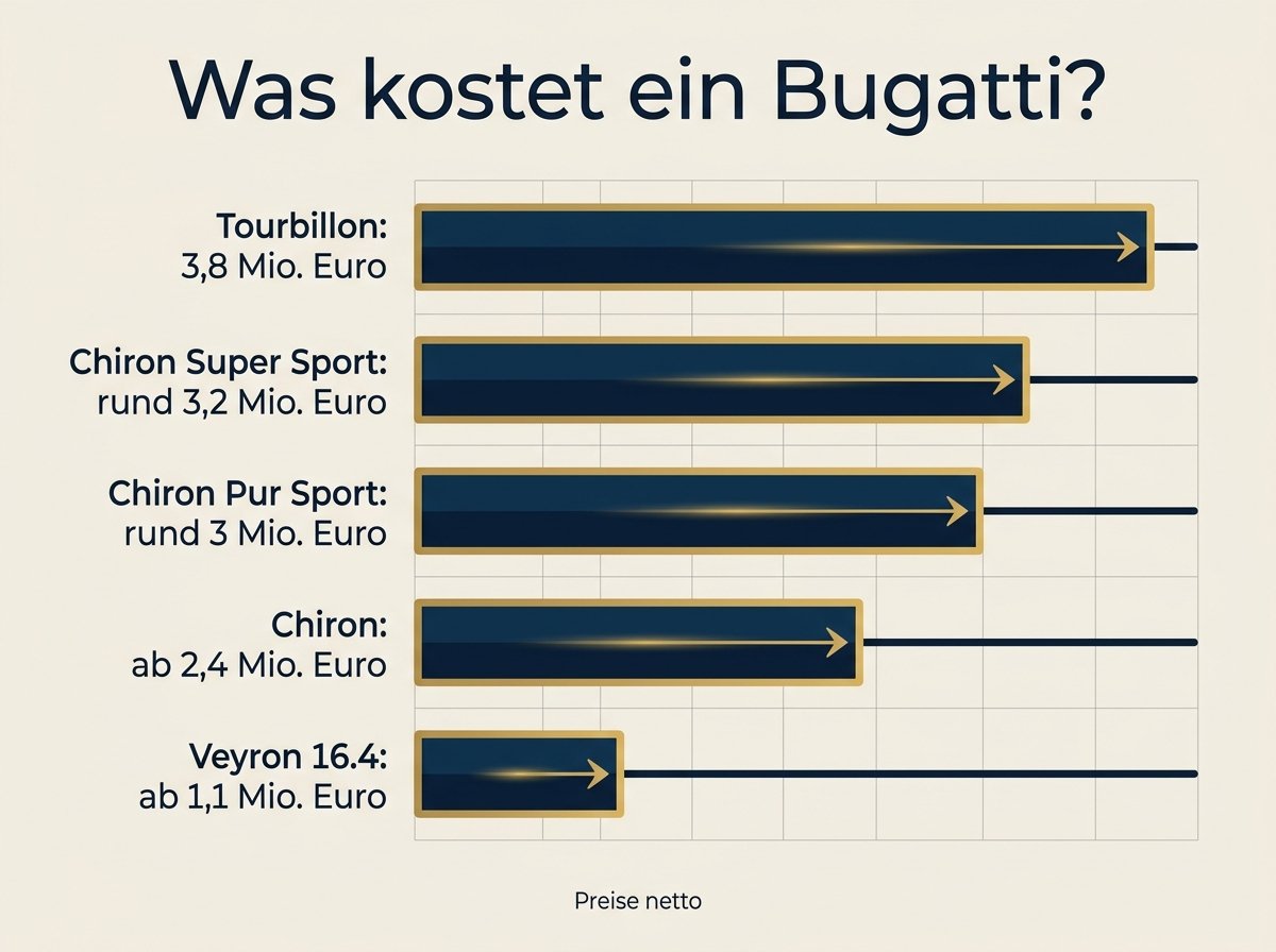 Infografik: Preise der Bugatti-Modelle im Vergleich