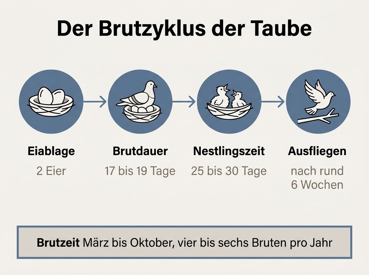 Infografik: Brutdauer und Brutzyklus der Taube