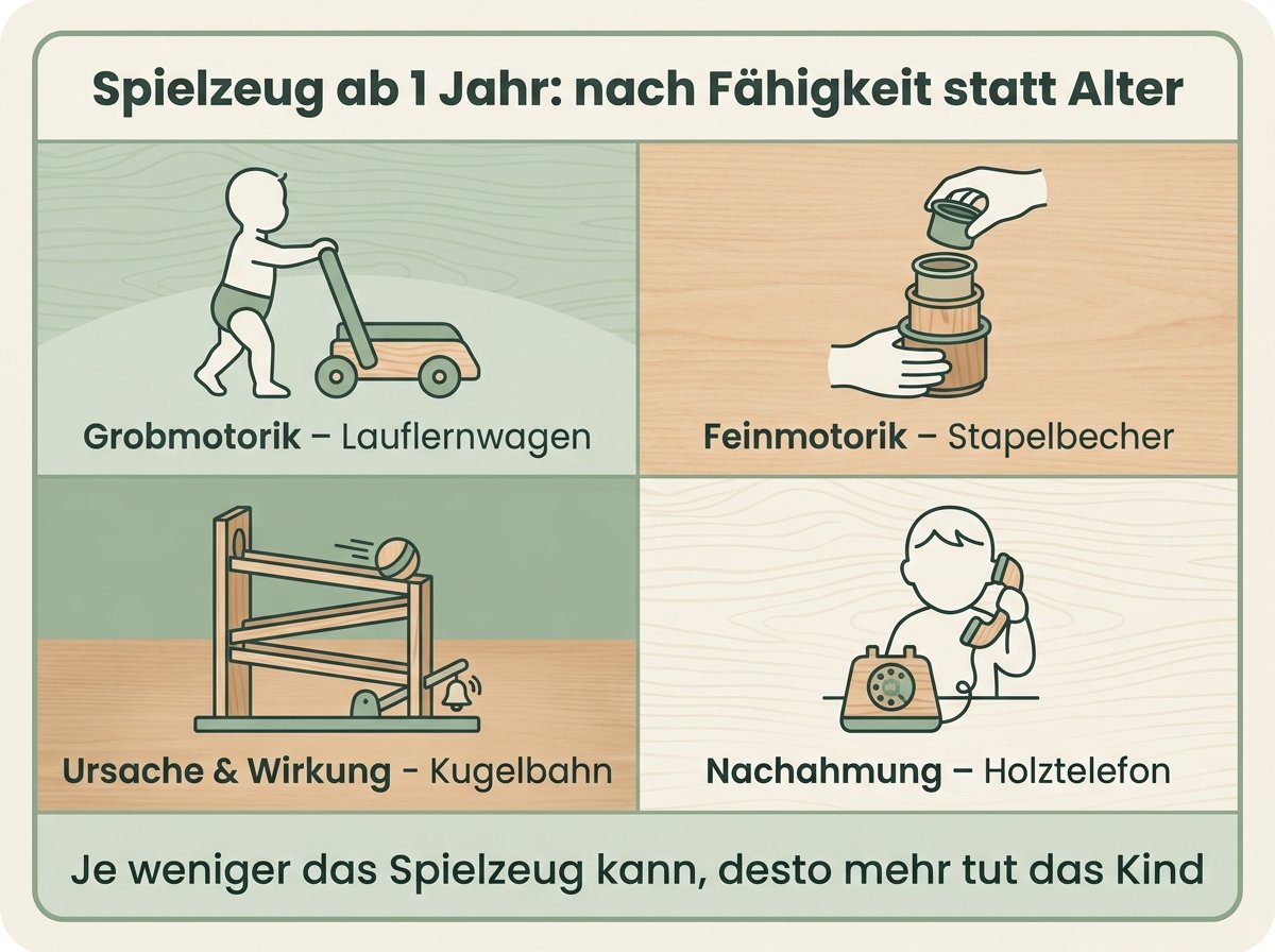 Infografik: Spielzeug ab 1 Jahr nach Fähigkeiten statt nach Alter