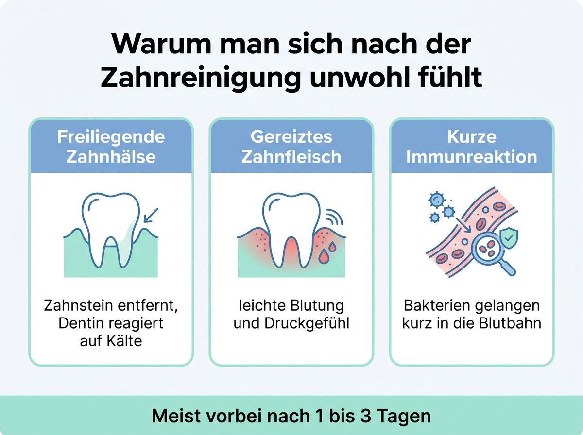 Infografik: Warum man sich nach der professionellen Zahnreinigung krank fühlen kann