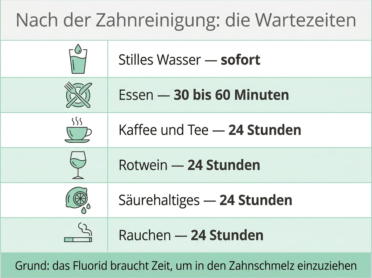 Infografik: Wartezeiten nach der professionellen Zahnreinigung