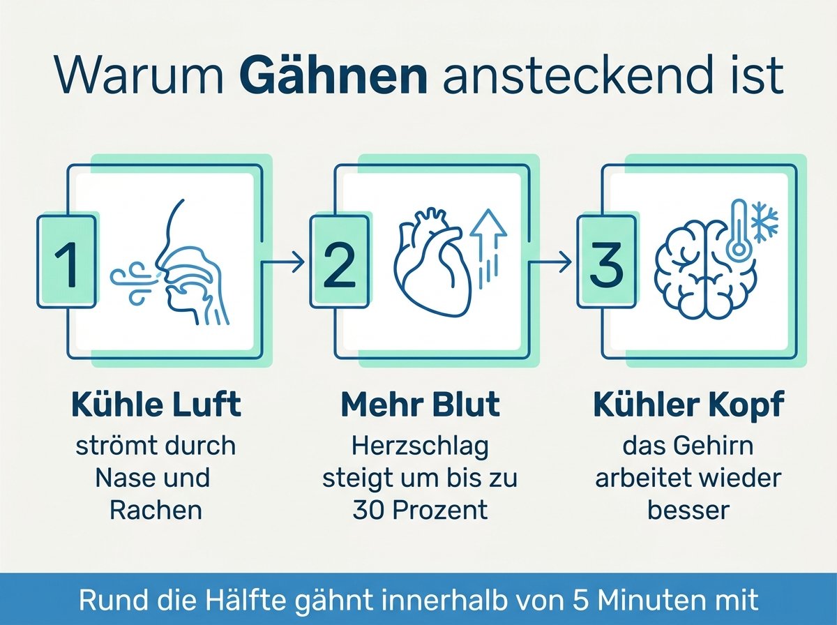 Infografik: Was beim Gähnen im Kopf passiert