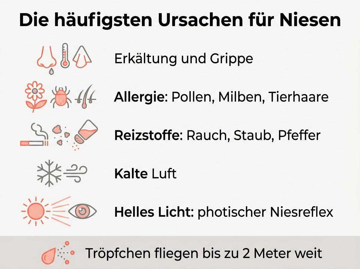 Infografik: Die häufigsten Ursachen für Niesen