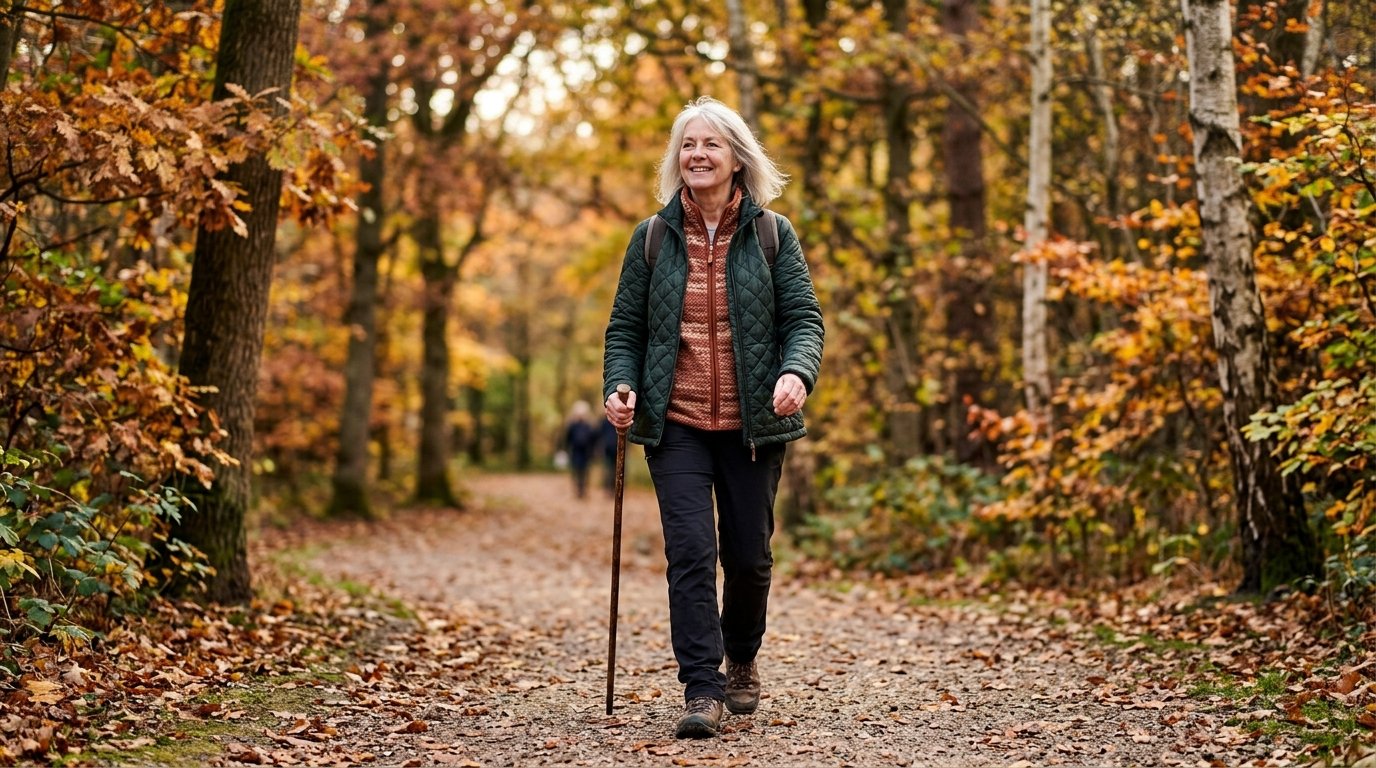 Frau beim Spaziergang in einem Park