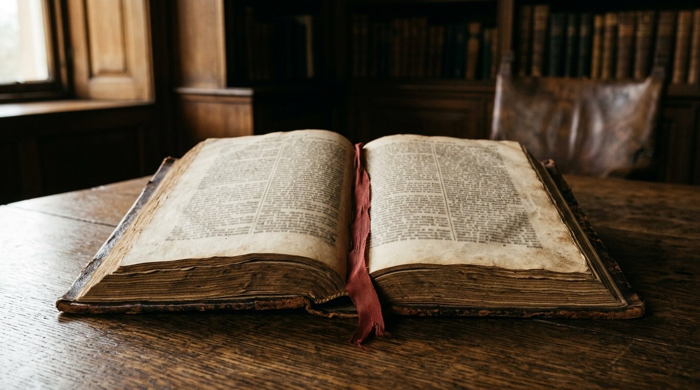 Aufgeschlagenes altes Buch mit vergilbten Seiten