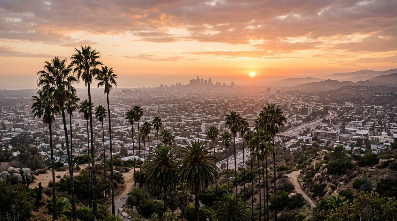 Blick über Los Angeles bei Sonnenuntergang