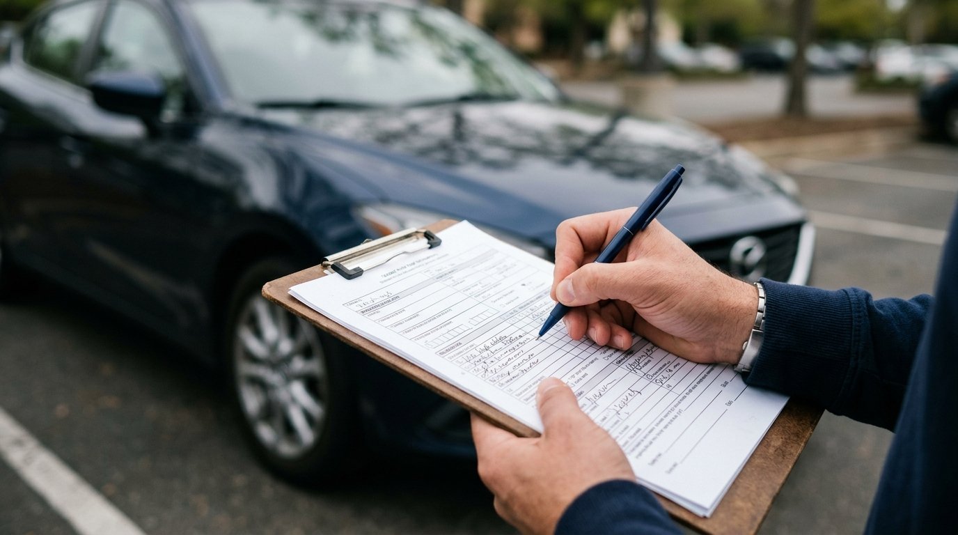 Übergabeprotokoll wird bei der Fahrzeugübergabe ausgefüllt