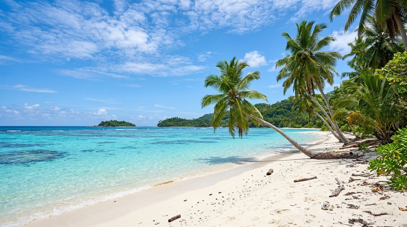 Strand mit Palmen auf Mauritius