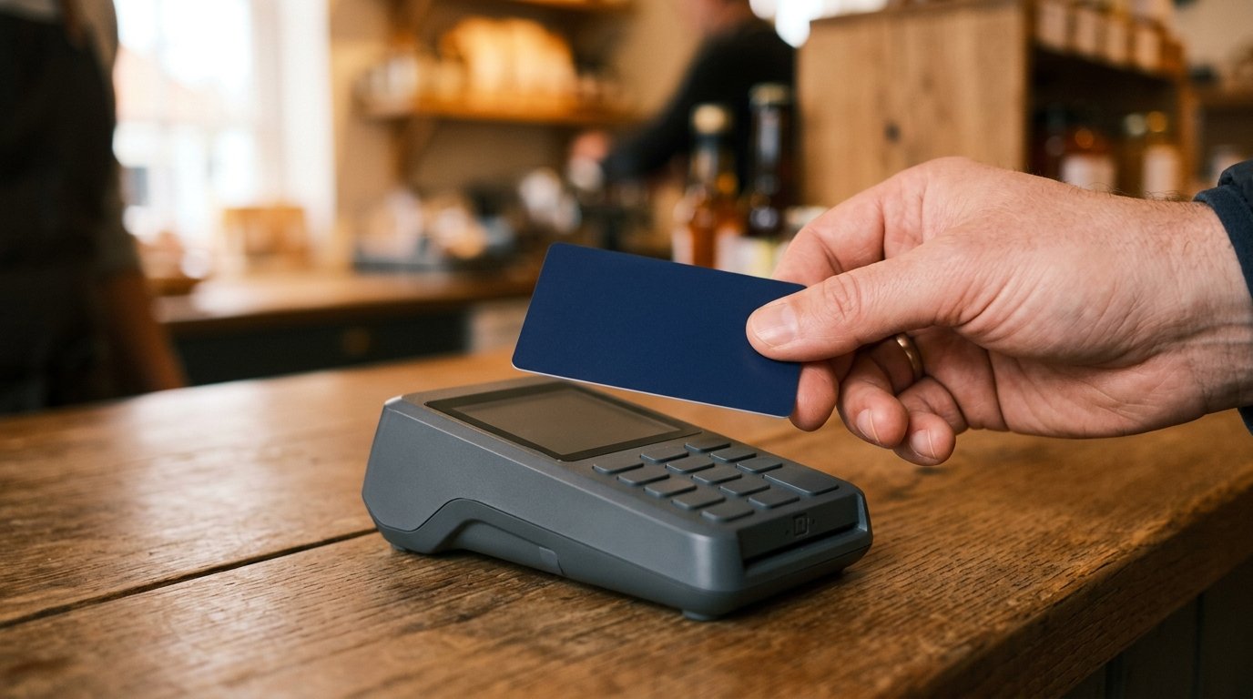 Bezahlvorgang mit Karte an einem Kartenterminal