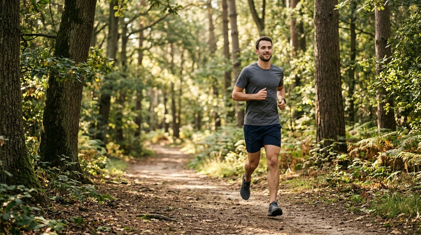 Läufer beim Training auf einem Waldweg