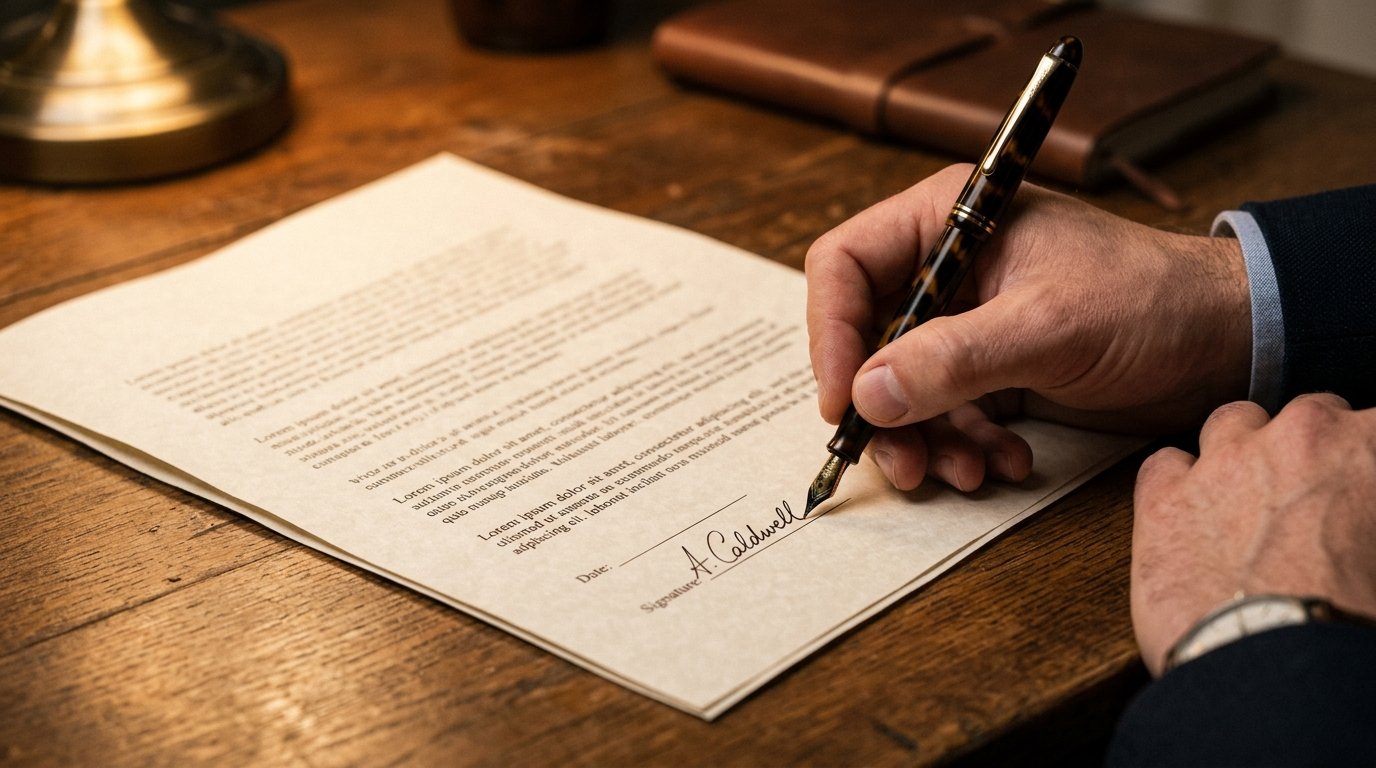 Lebenslauf mit Unterschrift und Stift auf einem Tisch
