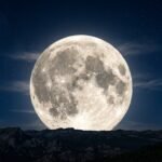 Blick auf den Vollmond über dem Horizont