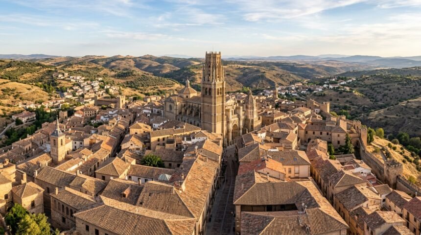Blick über eine spanische Altstadt mit Kathedrale