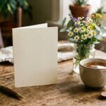 Gute Besserung Sprüche für Freunde: Genesungskarte mit Blumen und Tee auf einem Tisch