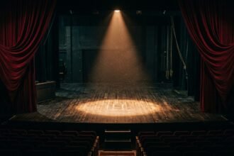 Wie wird man Schauspieler: leere Theaterbühne mit Scheinwerferlicht