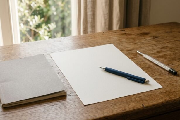 Entschuldigung für die Schule schreiben: Vorlage auf einem Tisch neben Stift und Schulheft