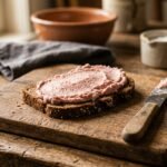 Warum heißt Teewurst Teewurst: aufgeschnittene Teewurst auf einem Holzbrett mit Brot