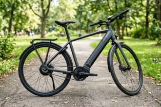 E-Bike mit Riemenantrieb, Zahnriemen und Nabenschaltung im Detail